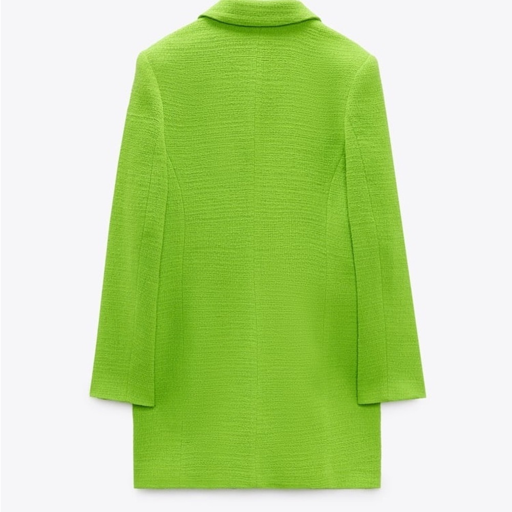 Neon Green Tailored Textured Blazer Dress - Small - Picture 3 of 13